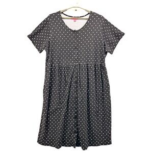 Woman Within Polka Dot Maxi Dress Black 2X